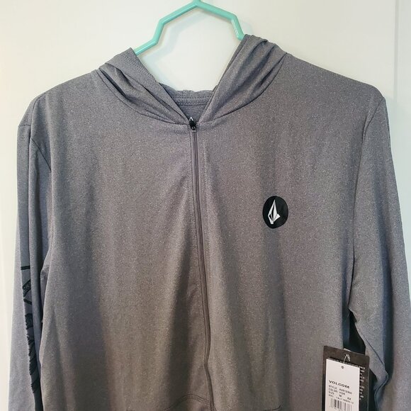 NWT Mens Volcom Loose fit Thrashguard Rally Hooded Long Sleeve - Gray Full Zip M - Picture 2 of 13